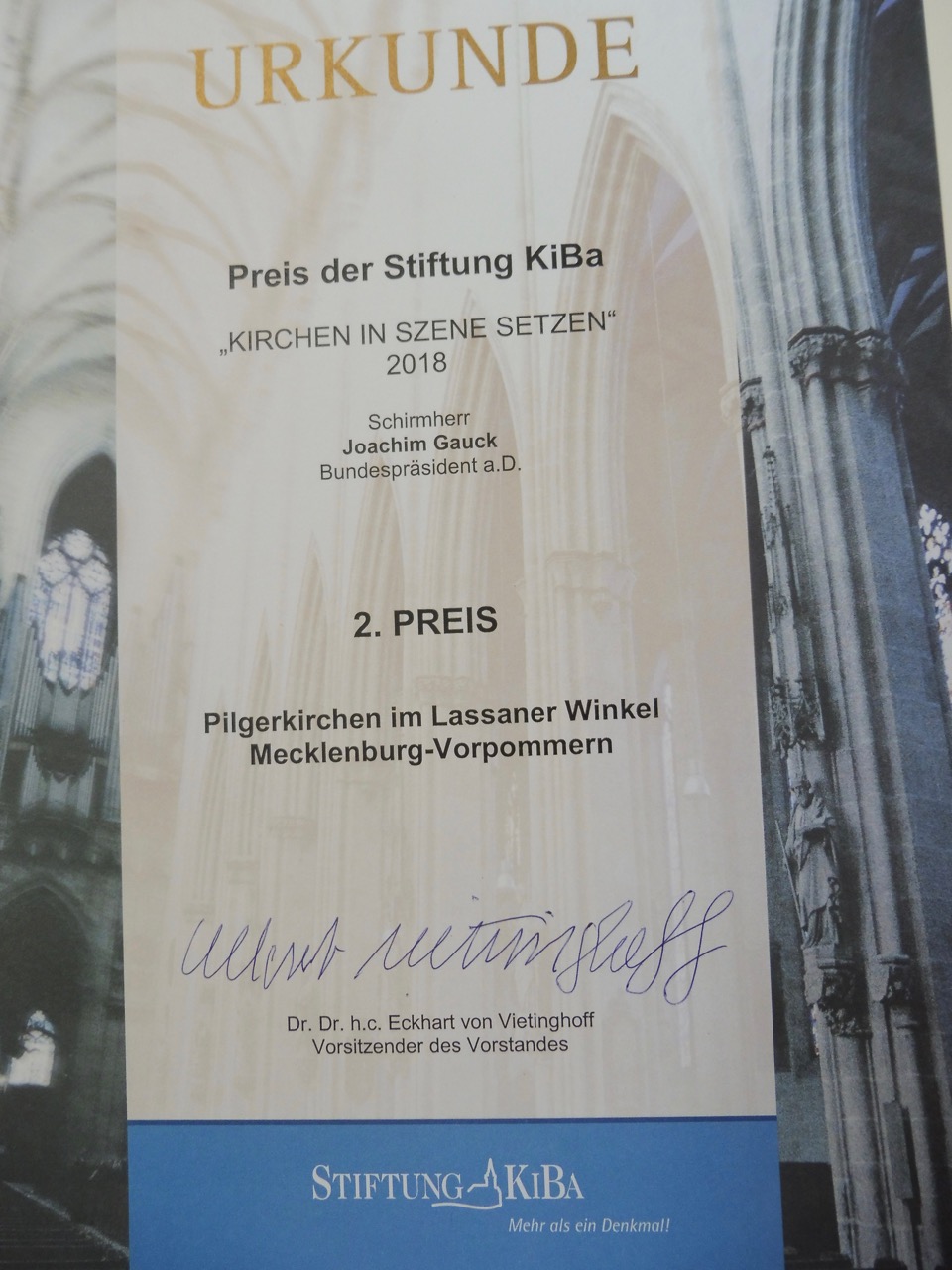 Urkunde der KiBa Urkunde der KiBa